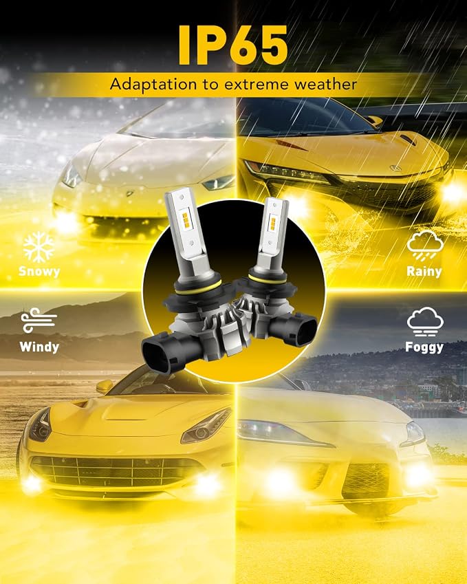 AUXITO 9145 LED Fog Light Bulbs, 6000LM 3000K Amber Yellow Light, 300% Brightness H10 9140 9045 9040 Led Fog Lights, CSP LED Chips, DRL Replacement for Cars, Pack of 2