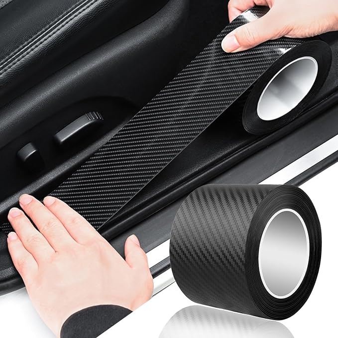 Car Door Edge Trim,Universal Door Sill Protector,Carbon Fiber Front/Rear Bumper Guard,Automotive Scratch Cover Strip Sticker,Car Exterior Accessories for Most Cars(2.76" x33FT,Carbon Fiber)