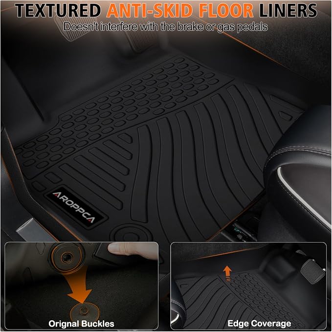 All Weather Floor Mats for 2016-2025 Chevy Malibu, TPE Rubber Floor Liners Anti-Slip Full Set with Door Sill Protectors Automotive Mats for 2024 2025 Chevy Malibu Accessories