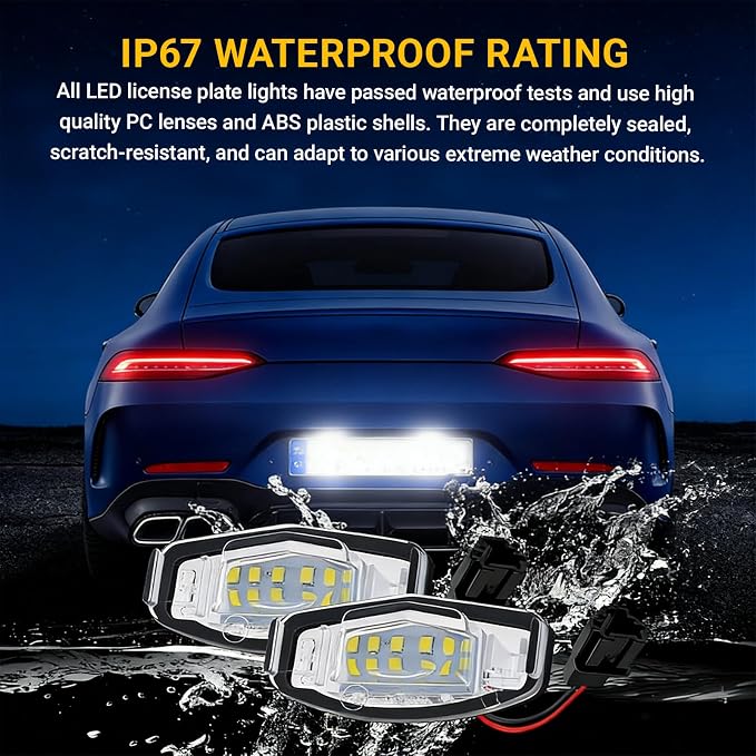 2PCS LED License Plate Lights, 6500K White Super Bright Tag Lamp Assembly Replacement, 18-SMD License Compatible with Honda Accord Sedan Odyssey Civic Pilot & Acura MDX TSX TL ILX RDX RL