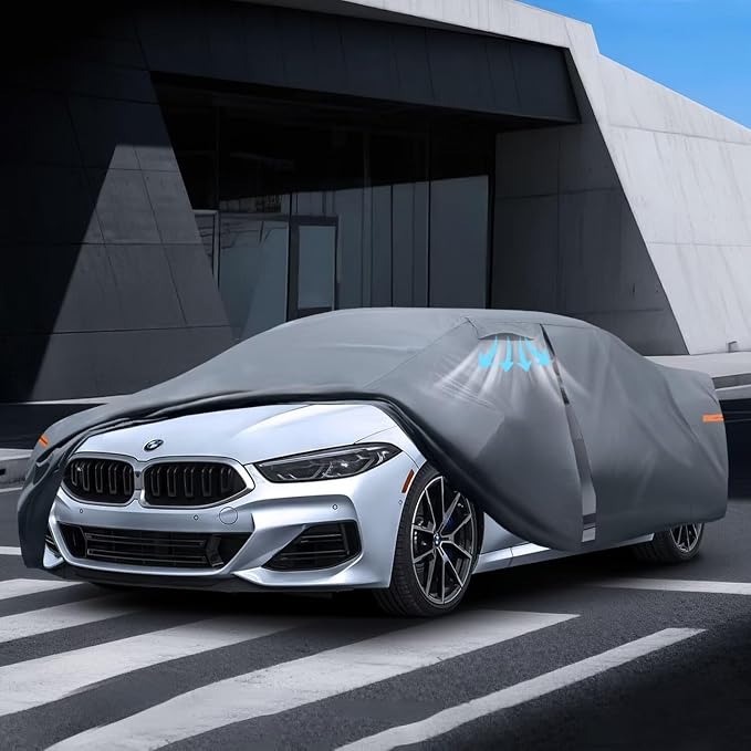 Waterproof BMW 8-Series(1998-2026) Car Cover with Breathable Vents, [Upgrade] Premium Covers with Cotton Liner and Zipper Door, Sun Rain Snow Dust Uv Protection.(Gift with Towel)