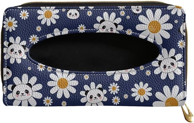 Universal Car Visor Tissue Holder Blue Daisy Panda Car Visor Accessories Tissue Box for Sun Visor & Back Seat