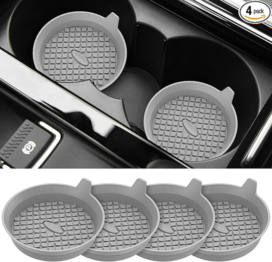 ME.FAN Car Cup Holder Coasters [4 Pack] Silicone Cups Mats, Automotive Universal Non-Slip Recessed Interior Accessories Light Grey