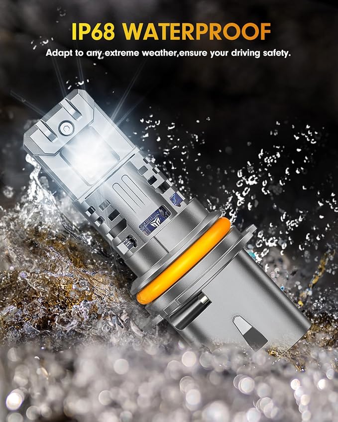 Termitor Latest & Brightest 9007 led Bulbs, (1200%) 12X 90,000LM Extreme Brightness HB5 bulb, 6500K Cool White, IP68 Waterproof, Plug-N-Play, Pack of 2, HID bulbs,1:1 Size Replacement