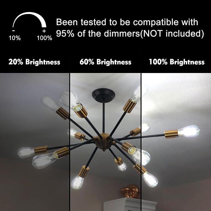 TJOY LED Edison Light Bulbs, E26 Dimmable Vintage Bulb, 8W = 60W Equivalent | Daylight White 5000K, 800LM, E26 Base, ST19/58, 80+CRI, Clear Glass, Antique Decorative Filament Bulb for Living Room, 10Pack