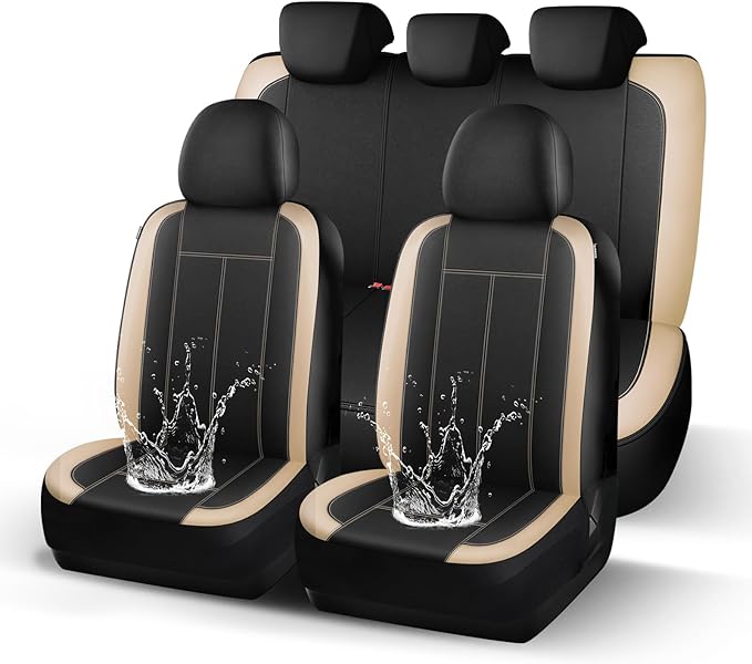 HChengkikz Full Set Neoprene Waterproof Car Seat Covers, Seat Protectors | Water Resistant Seat Protectors, Airbag Compatible, Universal Fit for Sedans, SUVs, Trucks, Vans