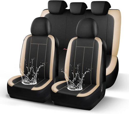 HChengkikz Full Set Neoprene Waterproof Car Seat Covers, Seat Protectors | Water Resistant Seat Protectors, Airbag Compatible, Universal Fit for Sedans, SUVs, Trucks, Vans
