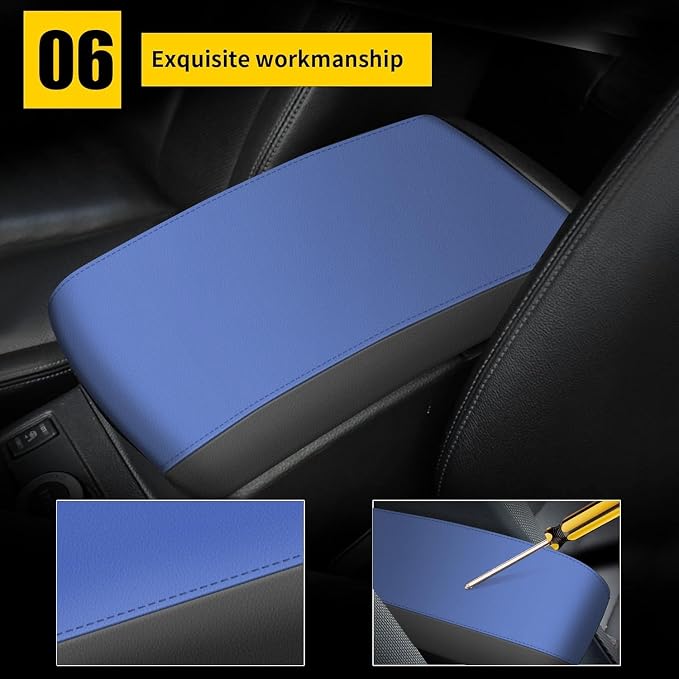 AOMSAZTO Console Covers for 2012-2015 Honda Civic Armrest Covers for Honda Civic Black with Blue Leather | Armrest Covers, Leather, Water-proof