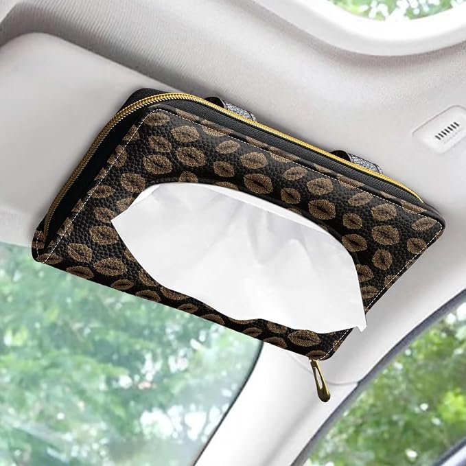 Lips Pattern PU Leather Car Napkin Holder Car Tissue Holder for Car Sedans SUV Vans Napkin Holder Tissue Box for Sun Visor & Back Seat