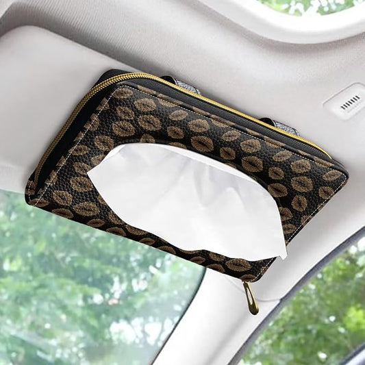 Lips Pattern PU Leather Car Napkin Holder Car Tissue Holder for Car Sedans SUV Vans Napkin Holder Tissue Box for Sun Visor & Back Seat