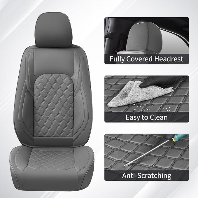 Huidasource Silverado Seat Cover, Sierra Seat Cover fit for Chevy Silverado/GMC 2014-2018 1500, 2015-2019 2500HD 3500HD Crew Double Extended Cab, Thickened Nappa Leather Truck Seat Covers, Black&Blue