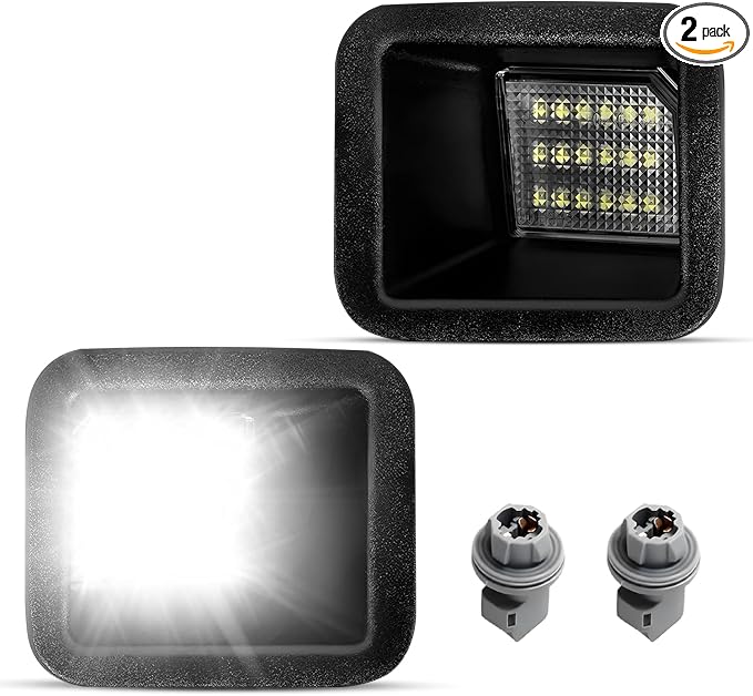 LESAUCE LED License Plate Light For 2017-2024 Ford F250 F350 F450 Super Duty Pickup Truck Tag Lamp Assembly with Socket, 6000K White 2PCS