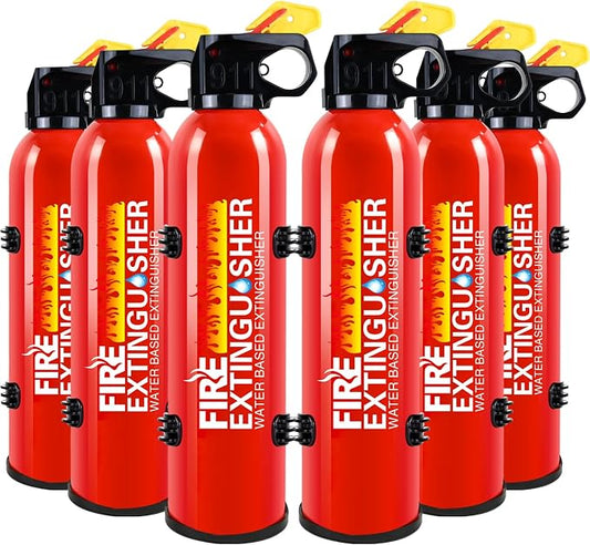 Fire Extinguisher for Home - 6pack Car Fire Extinguisher with Wall Mount, Small A B C K Fire Extinguisher, Water-Based Fire Extinguishers for Car/House/Kitchen/Truck/Marine/Boat/Vehicle/utv/rv