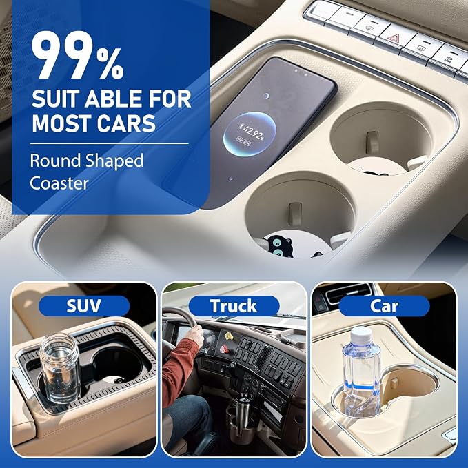 Cut Cats Car Coasters, 2 Pack Kitten Insert Car Cup Holder Coaster, 2.75" Universal Anti Slip Silicone Mat, Cat Car Interior Accessories, Gifts for Cat Lovers Women Men (Cats)