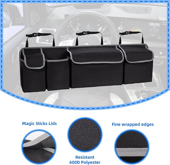 Car Trunk Organizer, Large Capacity Car Storage Bag with 4 Pockets, | Collapsible Backseat Organizer for SUV/MPV/Truck, 40.16" x 11.02"