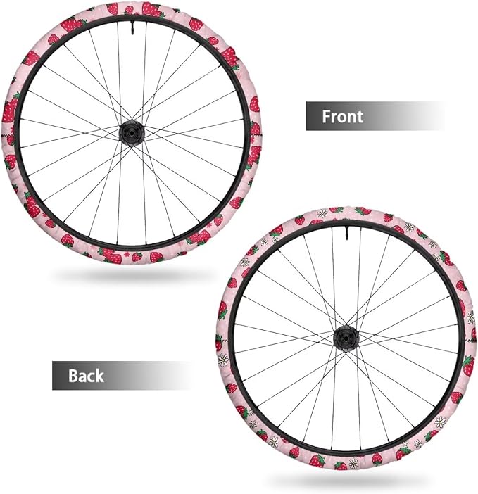 Strawberry Wheelchair Wheel Covers Pink Romantic Electric Wheelchair Decorations 2 PCS to Protect Floors Carpets for Womne Gifts