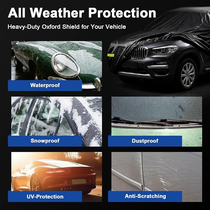 Favoto Sedan Car Cover for Automobiles Waterproof All Weather Protection | Dust Rain Sun Windproof Car Tarp Outdoor Universal Fit Sedan (186-193 in) for Camry, Fusion, Accord etc.