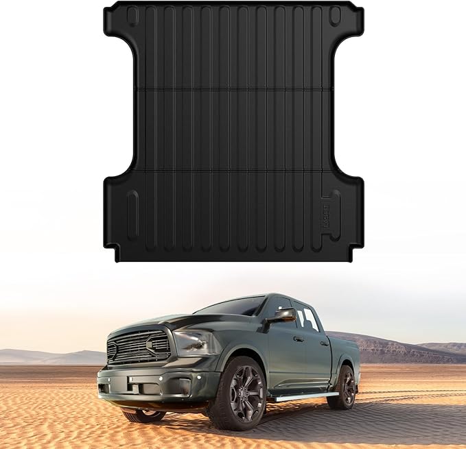 LASFIT 5.7FT Truck Bed Mat for Ram 1500 2002-2018 & 1500 Classic 2019-2024 (5FT7/67.4 inches) NOT for Optional Rambox, All Weather Custom Fit TPE Truck Bed Liner