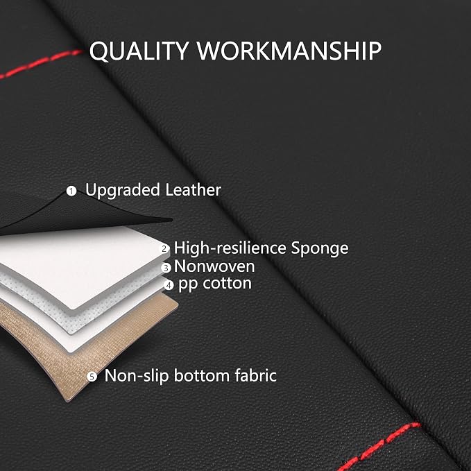 HChengkikz Front Car Seat Cover, Waterproof Faux Leather (Black + Red) | Car Seat Protectors, Quilting, Easy to install, Airbag Compatible, Universal Fit for Most Suvs, Trucks, SUVs