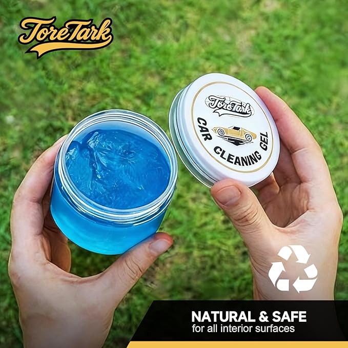 toretark Car Cleaning Gel – Reusable Interior Car Cleaner Putty, Natural Auto Detailing Slime for Vents & Crevices, Universal Car Accessories Gift for Men & Women, Blue, 4 Pack