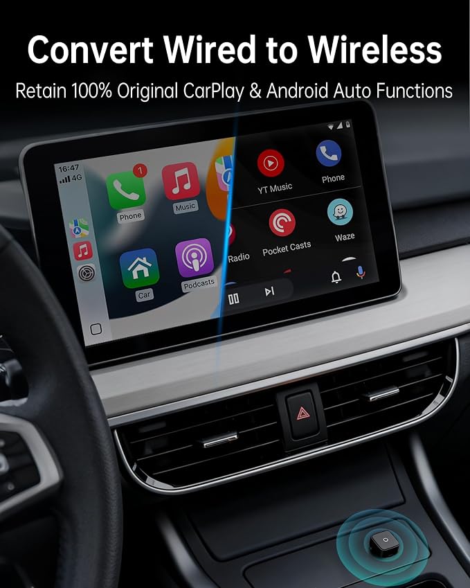 Wireless carplay Adapter USB c, Convert Factory Wired CarPlay/Android auto to Wireless, Designed for USB-C Port Cars, Stable Connection