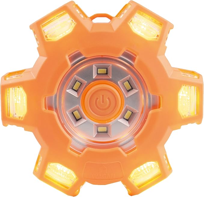 Wagan FRED Flashing Roadside Emergency Disc LED Flare 6 Flash Modes for Roadside Security, Warning Flashing with Magnet and Hook for Vehicles and Boats (FRED PRO - Amber)