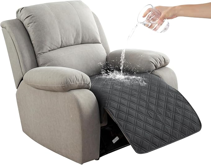 Genina Waterproof Recliner Chair Covers, Recliner Cover for Dog Pets Friendly, Washable Antislip Reclining Chair Cover Furniture Protector, Sofa Slipcover for Living Room(23.6inch/Charcoal Gray)
