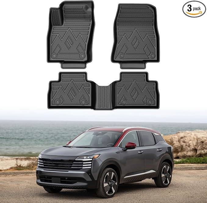 Mixsuper Floor Mats for N-issan Kicks S 2025 2026, All Weather Floor Liners for NIS-san Kicks Accessories, Durable 1st and 2nd Row Set Black