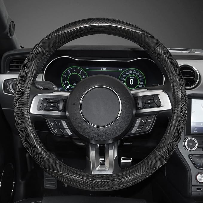 GIANT PANDA Car Steering Wheel Cover for Ford Escape Edge EcoSport Bronco Sport Explorer,3D Sporty Design,Gray