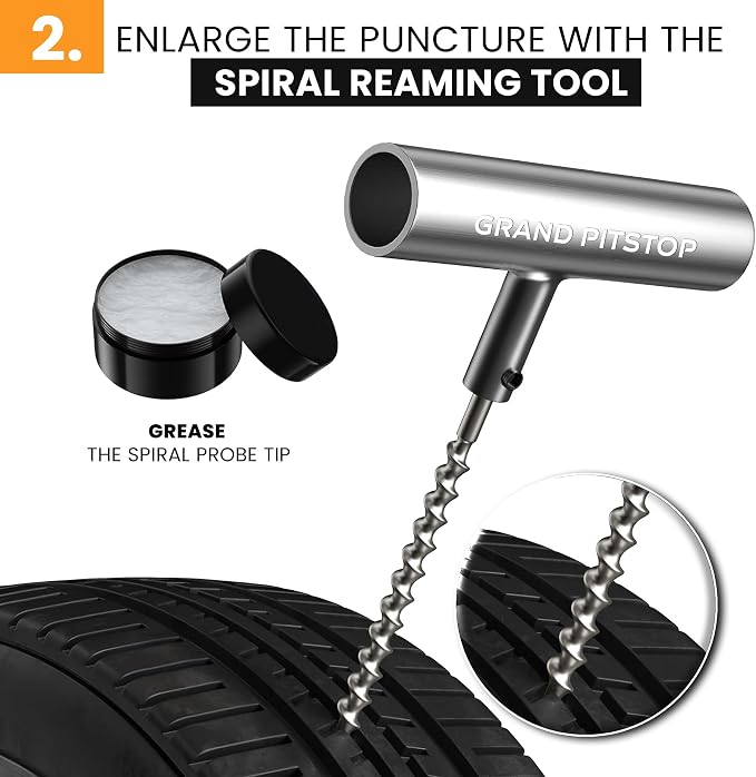 GRAND PITSTOP - Compact Tire Repair kit with Molle Storage Pouch. Heavy Duty Universal Tire Plug Kit, Easily Stores Inside Your UTV, ATV, Truck, Motorcycle