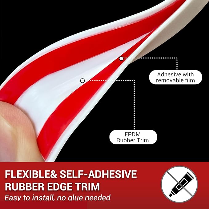 Rubber Edge Trim, Flexible Baby Proof Edge Trim for Sharp Edge, 3/32" U Channel Edge Protector, Self-Adhesive Edge Guards for Car Doors or Sheet Metal, 20Ft, White Color, Silicone Material