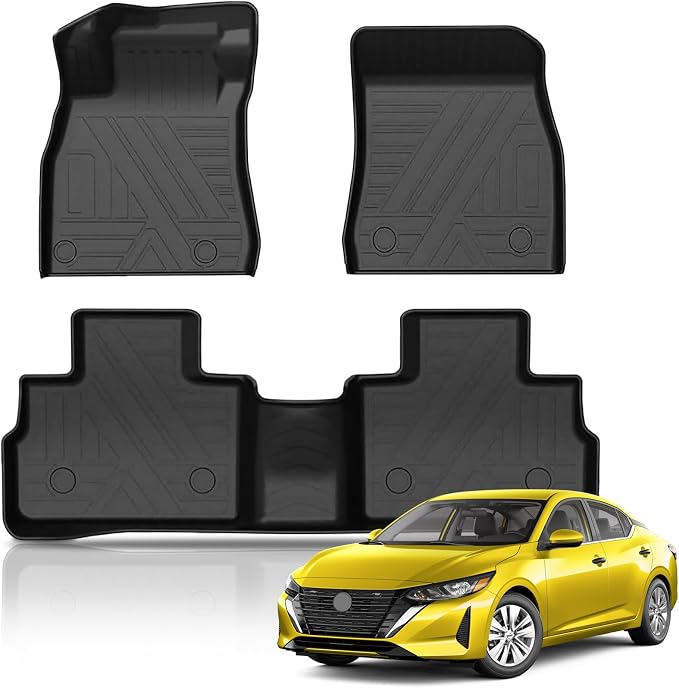 KUST Custom Fit Floor Mats for 2020-2025 Nissan Sentra Accessories (Not for 2026), All Weather Floor Liners Front Rear 2 Rows Car Mats, TPE Rubber, Raised Edge