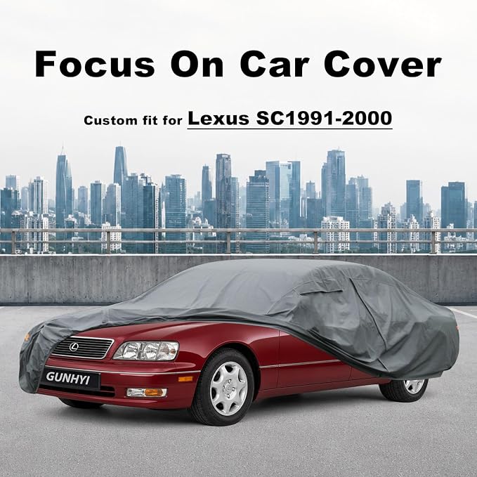 GUNHYI Premium Car Cover Custom Fit Lexus SC(1991-2001), 16 Layers Heavy Duty Car Cover Waterproof All Weather with Zipper Door for Sun Rain Snow Dust Uv Protection