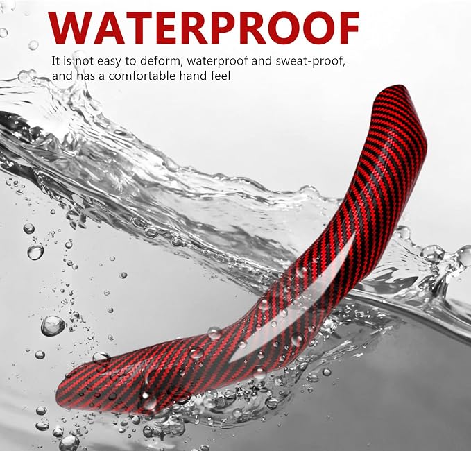 2Pcs Carbon Fiber Steering Wheel Cover, Cool Irregular Shape Grip & Anti-Slip Lining Segmented Design Steering Wheel Protector for Car Interior Accessory, Stylish & Sporty (Red)