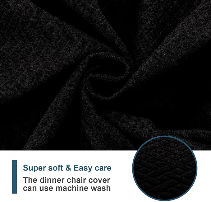Genina Waterproof Seat Covers for Dining Room Chair Covers Set of 8, Stretch Jacquard Kitchen Parson Chair Slipcover Protector