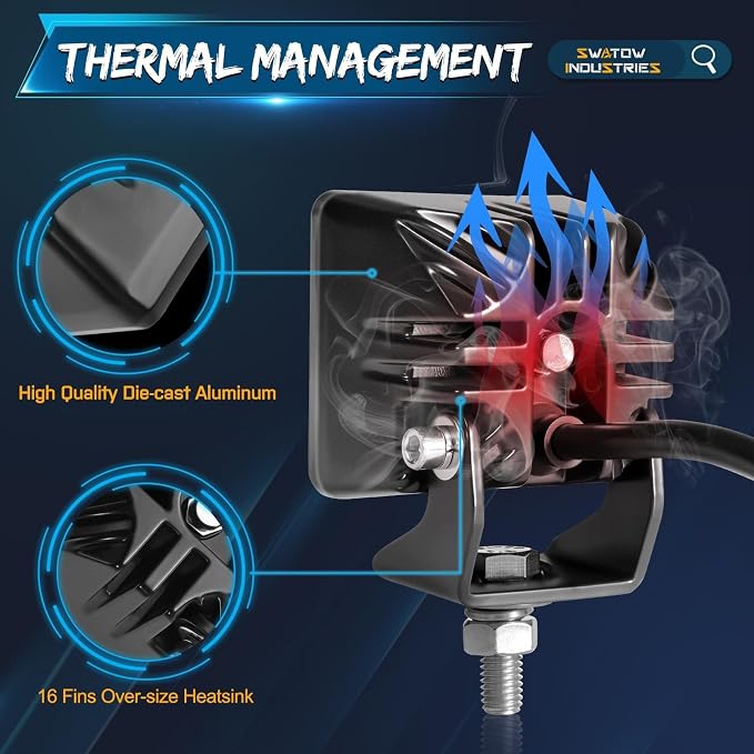 2 Inch Spot LED Pods 2" LED Light Bar Small Cube Lights 2x2 Square Wrok Lights 12V Waterproof Fog Light for Truck F150 Bronco Wrangler Toyota SUV Dirt Bike Motorcycle UTV ATV
