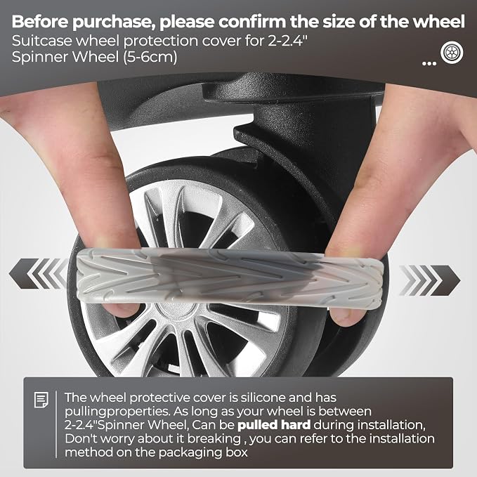 8Pcs Luggage Wheel Covers, Travel Accessories (Gradient Slate Grey) | Wear-resistant & anti-noise silicone covers. Fits 2-2.4" wheels. Protects suitcase wheels. Travel essential for suitcases