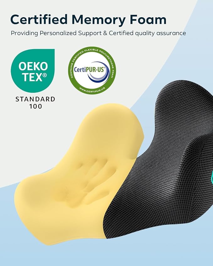Feagar Seat Cushion for Office Chair - Memory Foam Tailbone Cushion for Desk Chair, Car Seat and Wheelchair - Ergonomic Chair Pad for Hip and Lower Back Comfort - Washable Mesh Cover