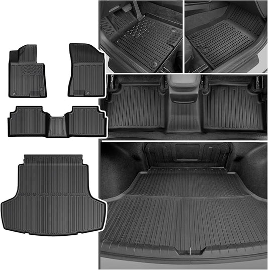 Floor Mats Set for 2021-2026 Kia K5 FWD & 2020-2026 Hyundai Sonata Gas FWD, All Weather TPE Floor Liners Trunk Mat Cargo Liner Accessories for K5 FWD- GT Line/GT/LXS/LX/EX