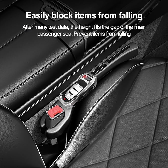 2PCS Car Seat Gap Filler Organizer with Phone Holder,[Upgrade Version] Car Seat Gap Organizer for Prevent Falling,Essential Car Accessories Car Side Seat Gap Filler (Beige)