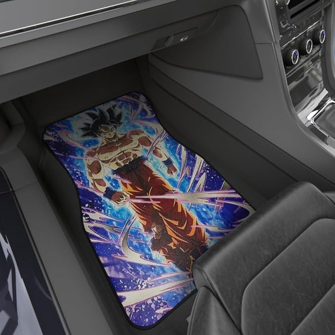 Anime Car Carpet Mat Set of 2 Front, Gkko Sayyan Design Automotive Accessories Interior All Weather Floor Mats Decor with Non Slip Black Anti Skid Backing