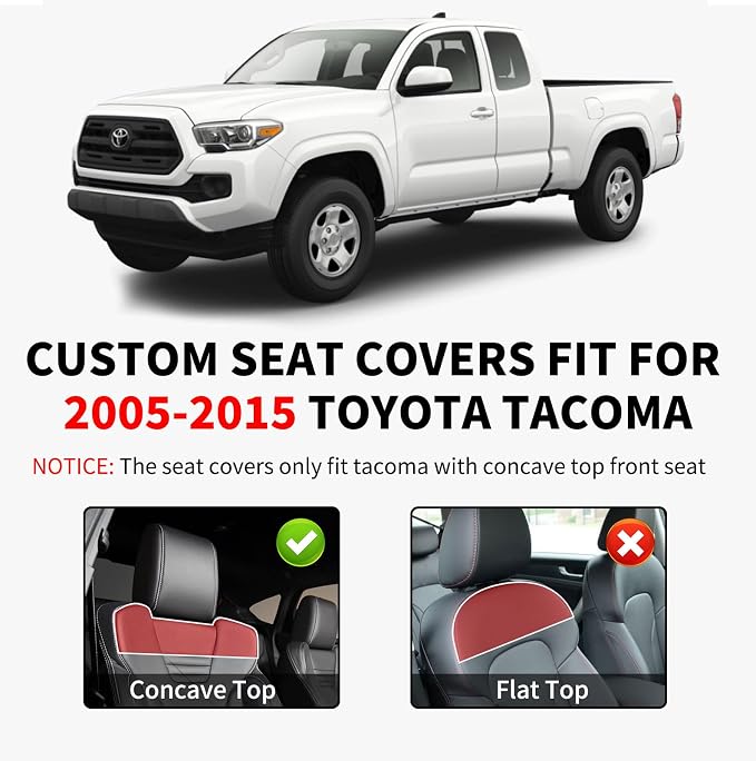 Truckiipa Tacoma Leather Seat Covers Front Pickup Truck Seat Covers Custom Fit for 2005-2015 Toyota Tacoma Double Crew Cab, Front Pair, Gray