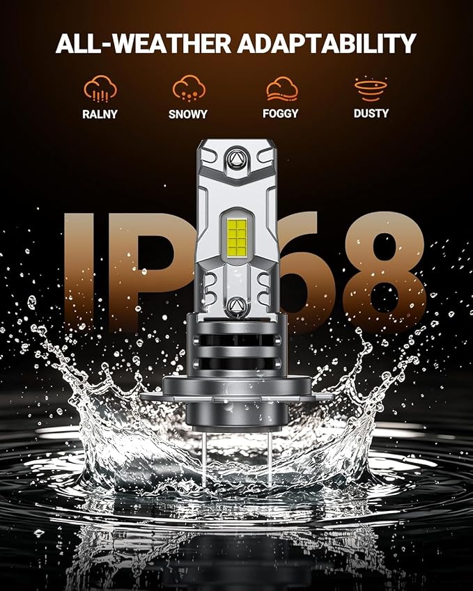 SEALIGHT H1 H7 LED Bulbs Combo, 200,000LM 6500K Cool White H7 H1 LED Light Bulbs, 70K+Hrs Lifespan High Quality Copper Substrate Cooling System, 1:1 Size Easy to Install, Pack of 4