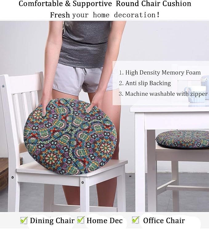 Sigmat Memory Foam Seat Cushion Anti-Slip Soft Round Stool Cushion Chair Pad 20 Inch Purple