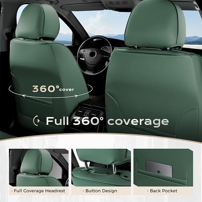 Coverado Car Seat Covers, Seat Covers for Cars, Waterproof Leather Auto Seat Protectors, Leather Car Seat Cushion, Car Interiors Accessories Universal Fit for Most Cars