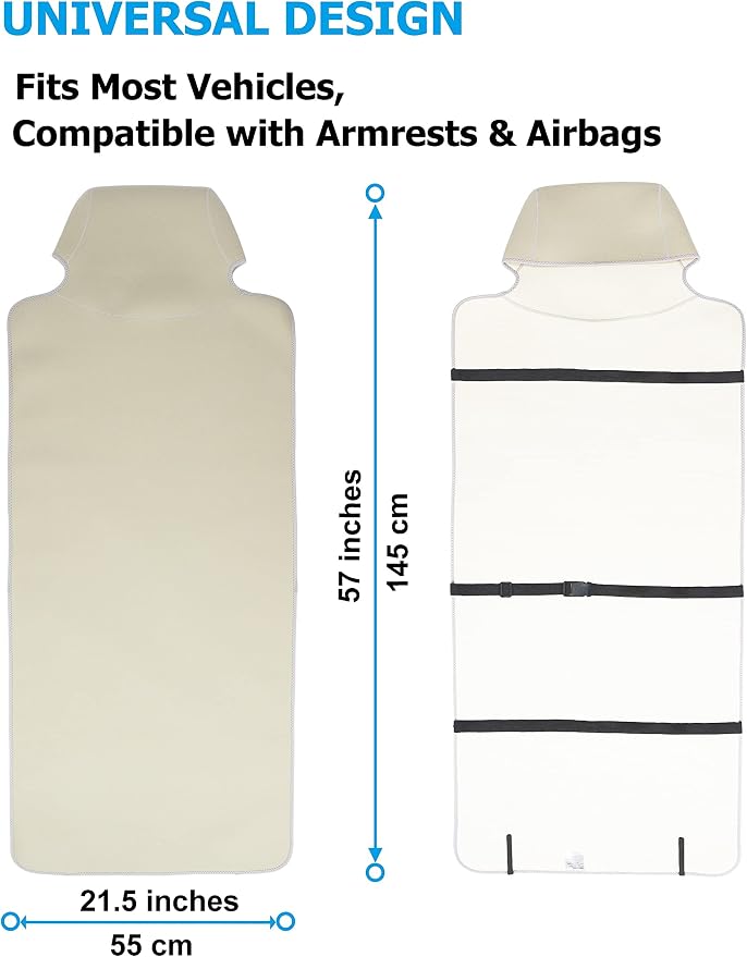 Waterproof Stain Resistant Car Seat Cover for Automotive Van Trucks and SUVs Durable Neoprene Non-Slip Seat Protector with Quick Install Design Perfect for Post Gym Yoga Workout-Khaki
