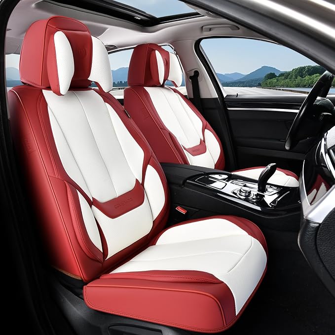 Coverado Car Seat Covers, Seat Covers for Cars, Waterproof Leather Auto Seat Protectors, Leather Car Seat Cushion, Car Interiors Accessories Universal Fit for Most Cars