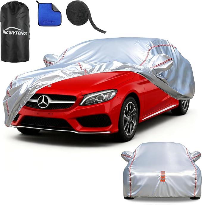 Waterproof All Weather Heavy Duty Vehicle Cover, 360° Underbody Wrap Windproof Design, Quick Install Outdoor Cover,（for Mercedes-Benz C-Class 2008-2025）