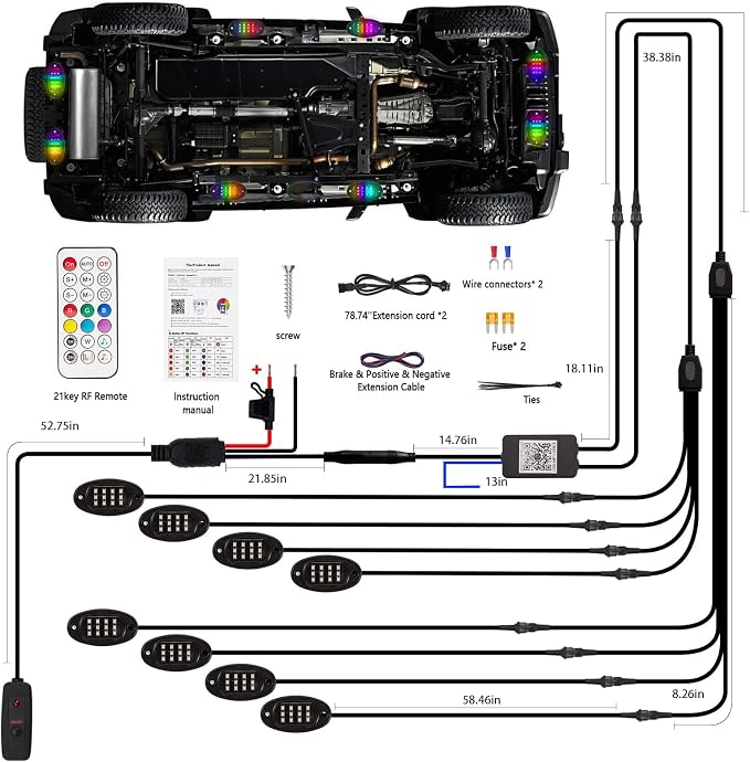 12 Pods RGB+IC LED Rock Lights for Trucks Golf Cart ATV UTV SUV Offroad, Smart Sync Music Chasing Rock Lights with APP/RF Control, Waterproof Dream Color Car Underglow Kit Vehicle Underbody Light