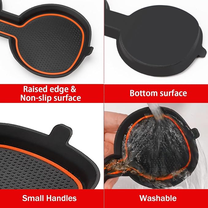 Auovo 3D Cup Holder Inserts for Toyota RAV4 Accessories 2025 2024 2023 2022 2021 2020 2019 Silicone Center Console Cup Holder Coaster Liner Mat Pad Interior Trims (Orange, 2pcs kit)